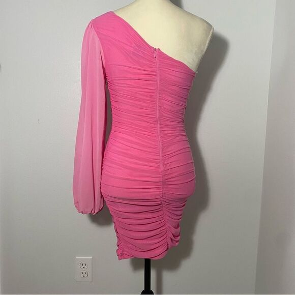 Hello Molly Party It Up Pink Bodycon One Shoulder Dress - Picture 3 of 11